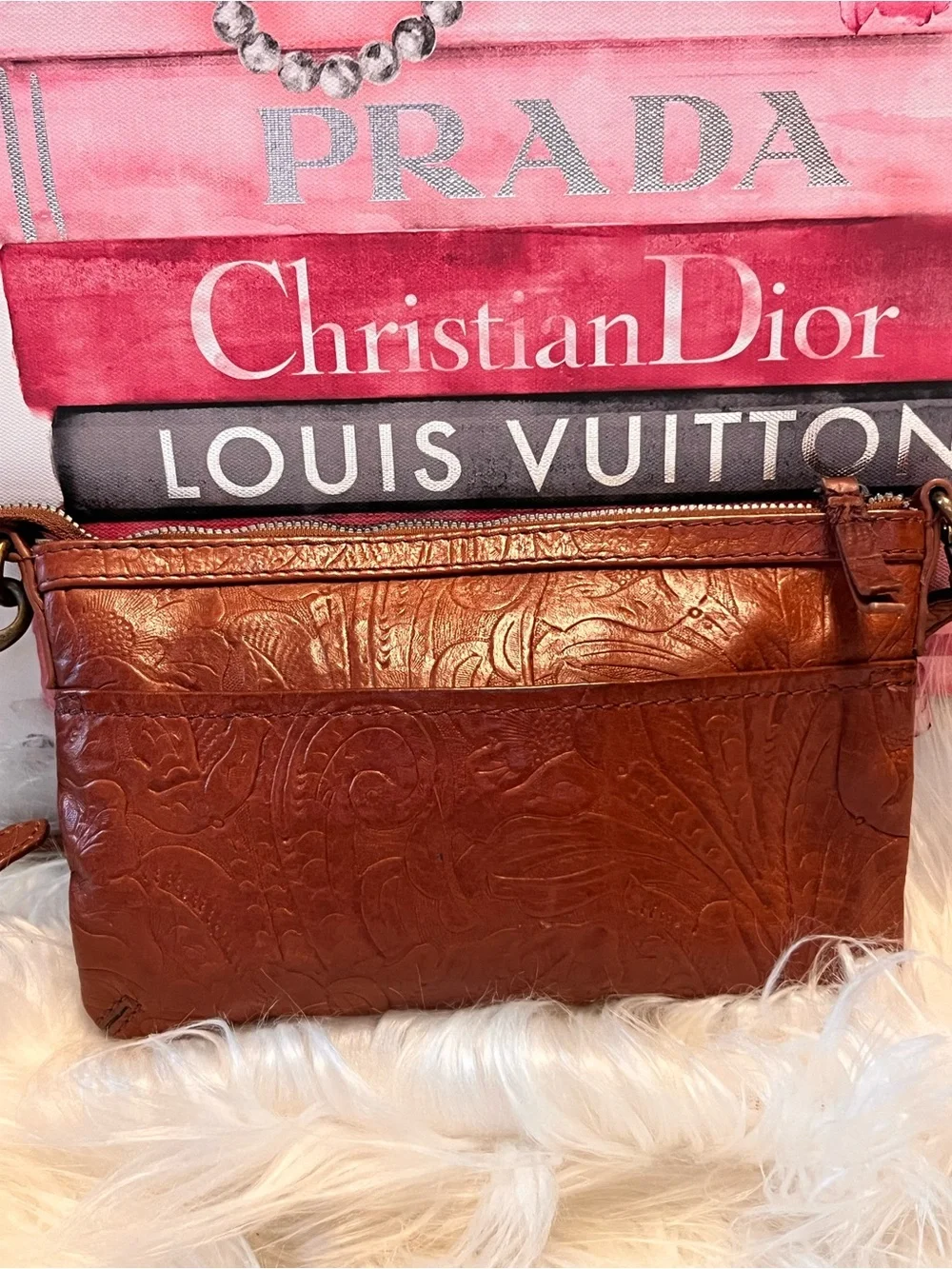 American leather Vintage-Inspired Brown Crossbody Bag by Merona